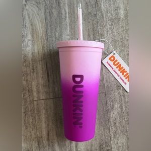 Dunkin Donuts Acrylic Rainbow Tumbler 24 oz Pink Cup